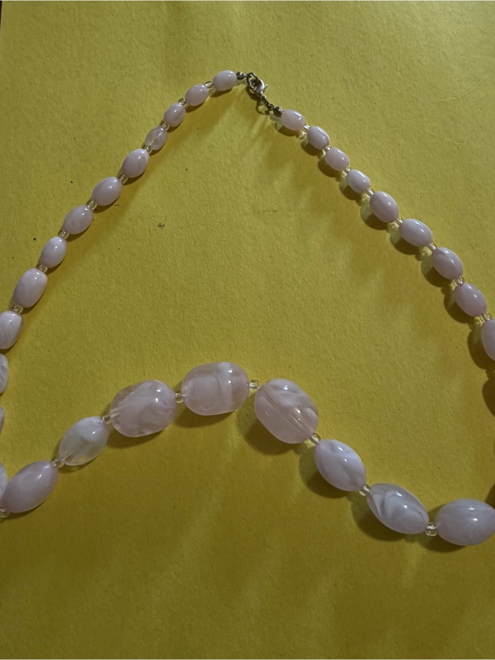 White Beaded Necklace with Silver-Tone Lobster Clasp